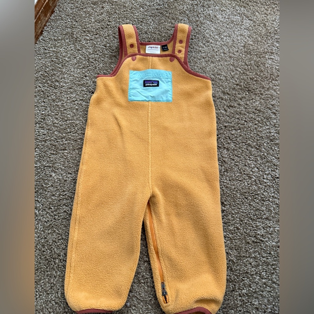 Patagonia Kids Mustard Fleece Overalls